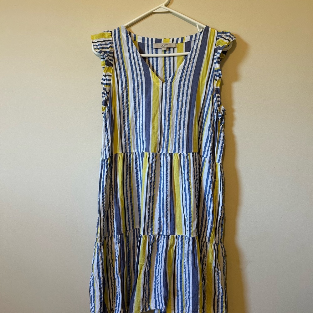 LOFT Multicolor Striped Midi Dress